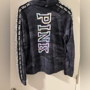 Victoria’s Secret Pink Bling Full Zip Hoodie Gray size large